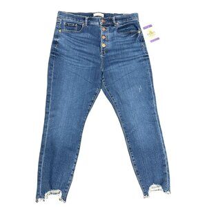 LOFT High Waist Skinny Jeans 31/12 Petite Raw Hem Button Fly Preppy Soft Girl